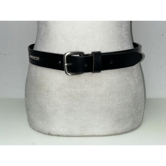 Amiee Lynn VTG Genuine Leather Black Belt w/Beads SZ M Western Boho Chic Gothic - Picture 1 of 7